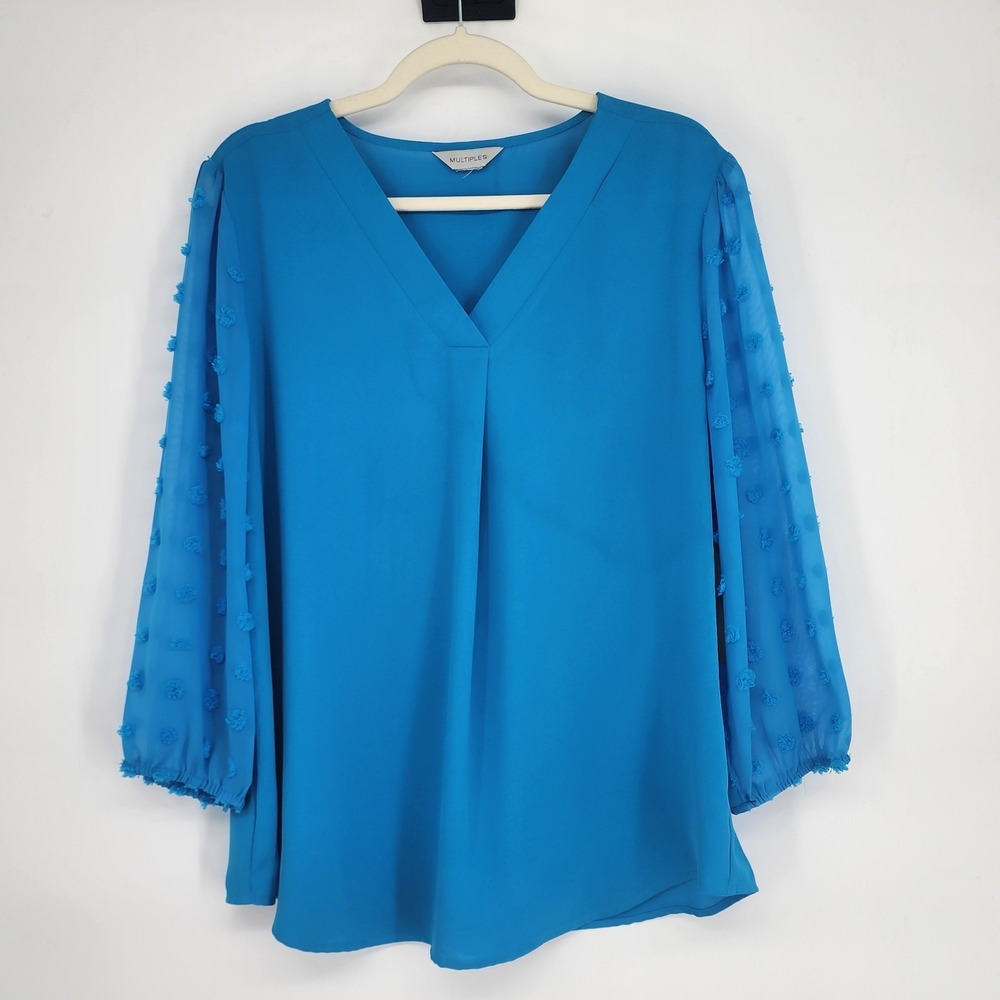Multiples Womens Pleated Front Blouse Large Going Out Party Business Event Fairy
